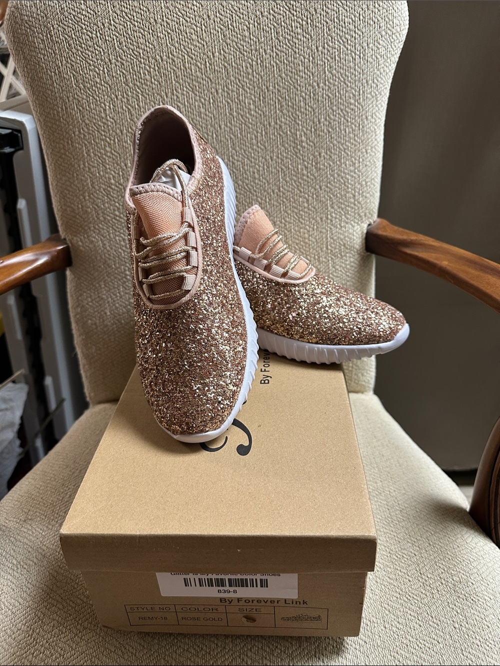 Forever Link Glitter Rose Gold Slip-On Athletic Sneakers